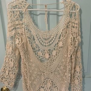Boho Crochet Beach Dress Coverup - Size M
